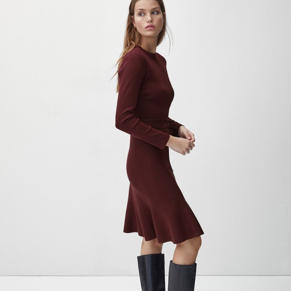 Short belted peplum dress